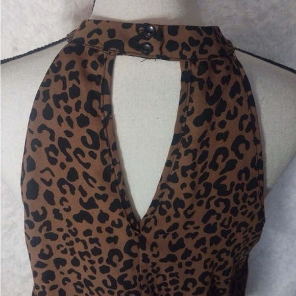 Sienna Sky Sleeveless Animal Print Top Key Hole Halter Size L - Picture 4 of 7